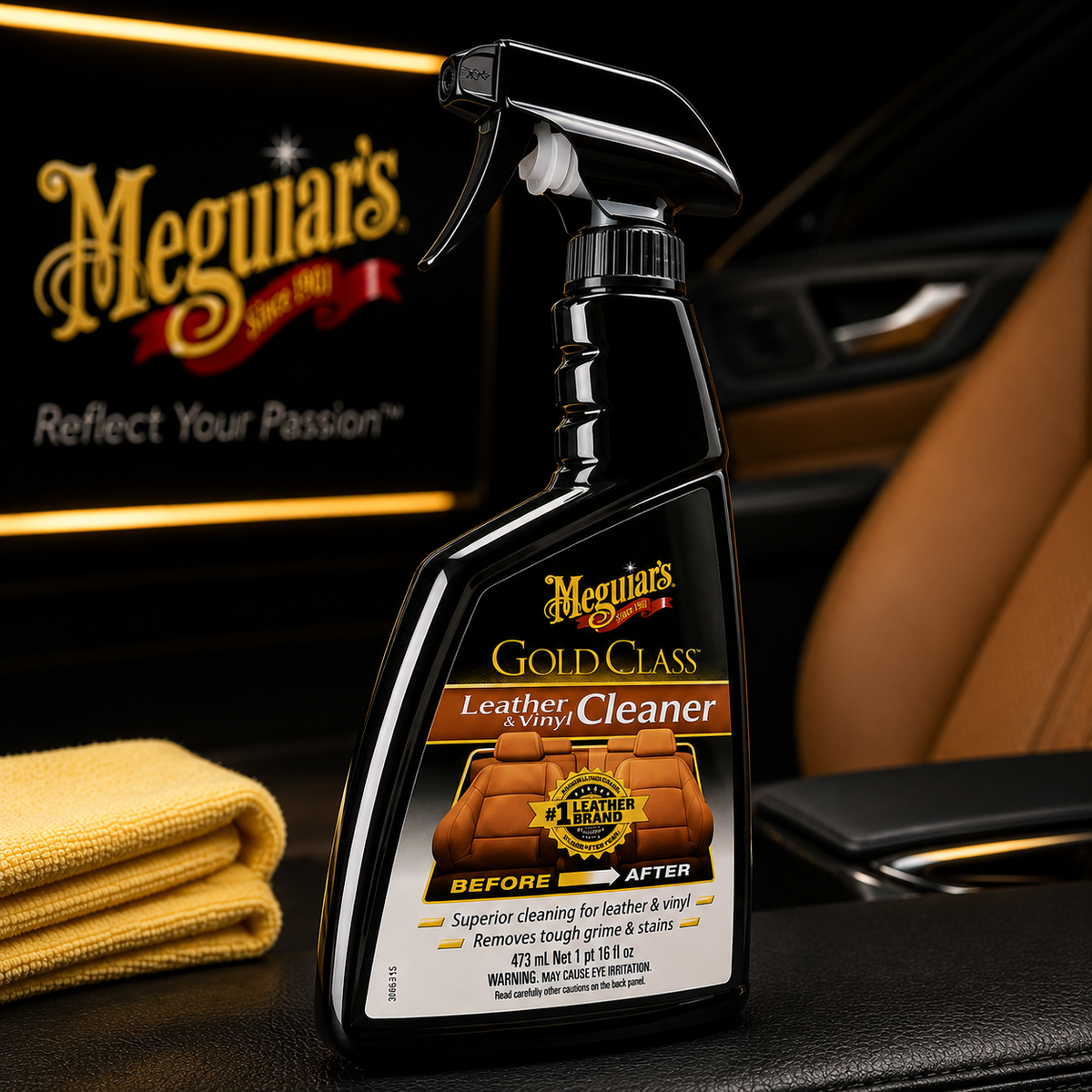 Meguiar's Gold Class Leather & Vinyl Cleaner, G18516, 16oz (USA IMPORT)