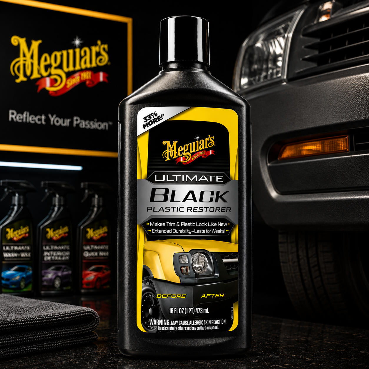 Meguiars Ultimate Black Plastic & Trim Restorer G15812EU 355ML (USA IMPORT)