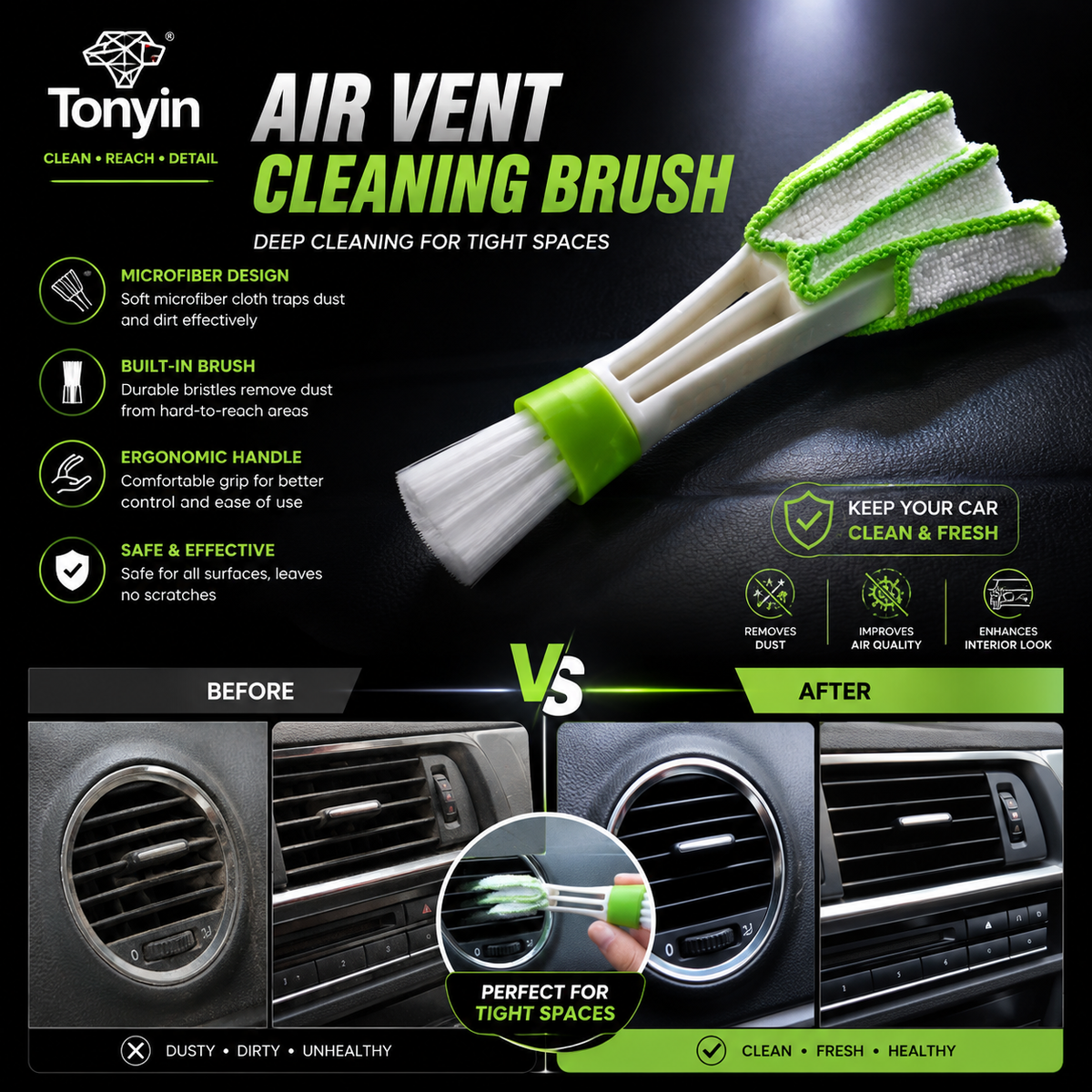 Auto Detailing Care Brush for Air Conditioner BRUSH {AC Cleaner}