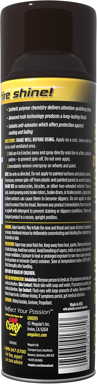 Meguiar's Ultimate Insane Tire Shine, G190315, 15oz (USA IMPORT)