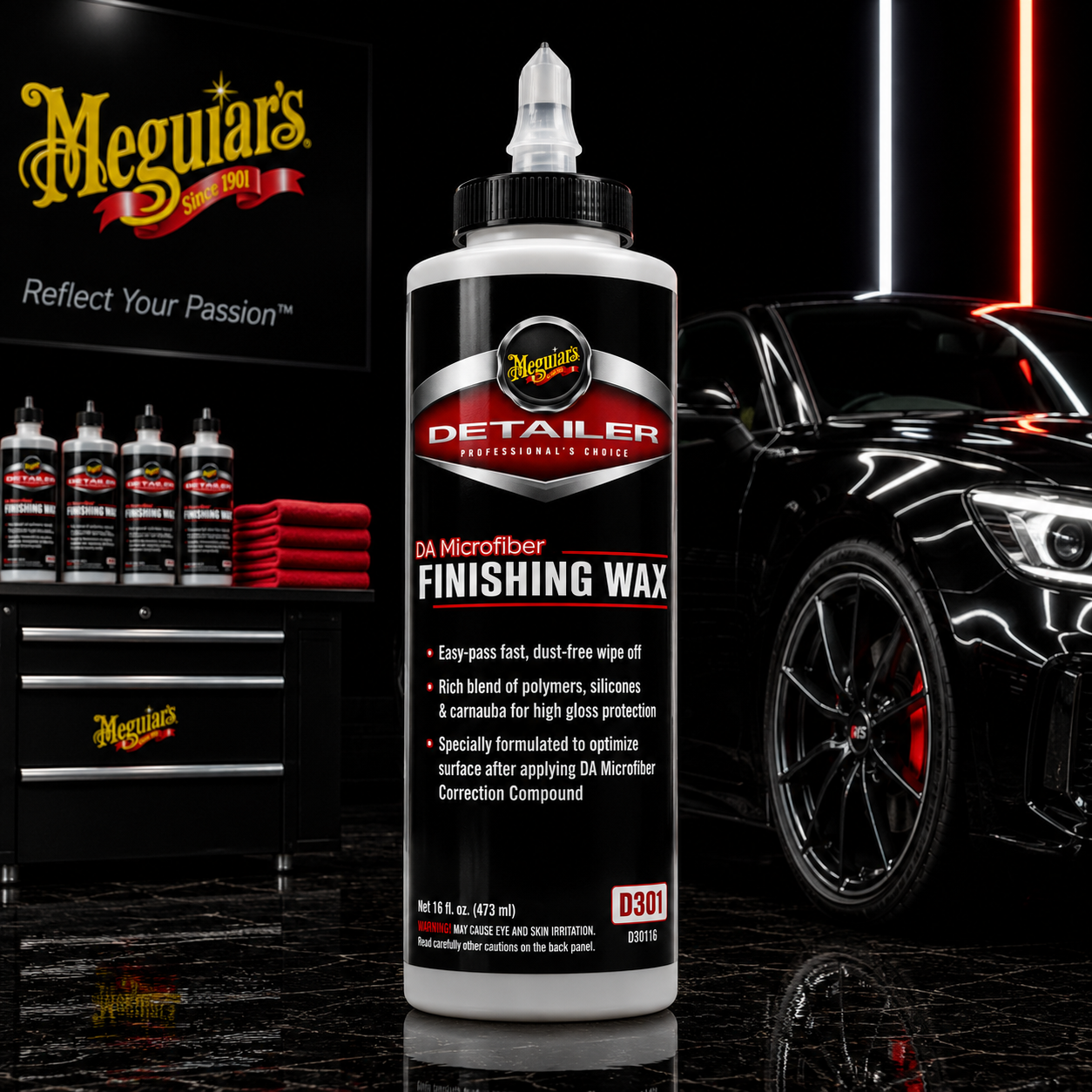 Meguiar's Professional Detailer DA Microfiber Finishing Wax, D30116, 16oz (USA IMPORT)