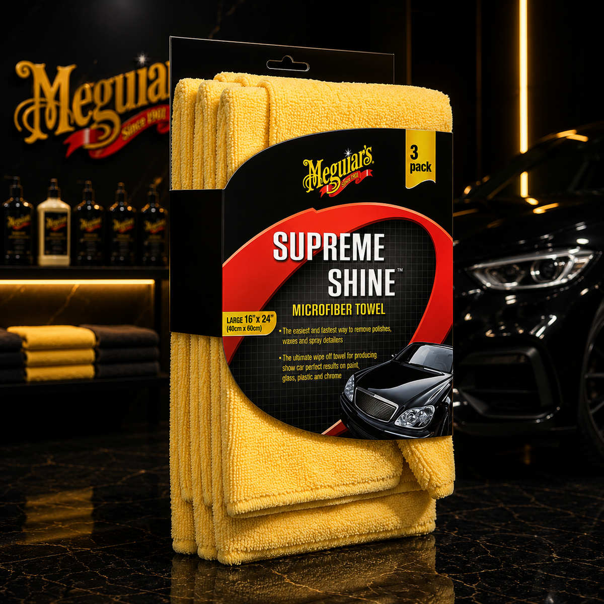 Meguiar's Supreme Shine Microfiber Towel - (3 Pack) X2020EU (USA IMPORT)