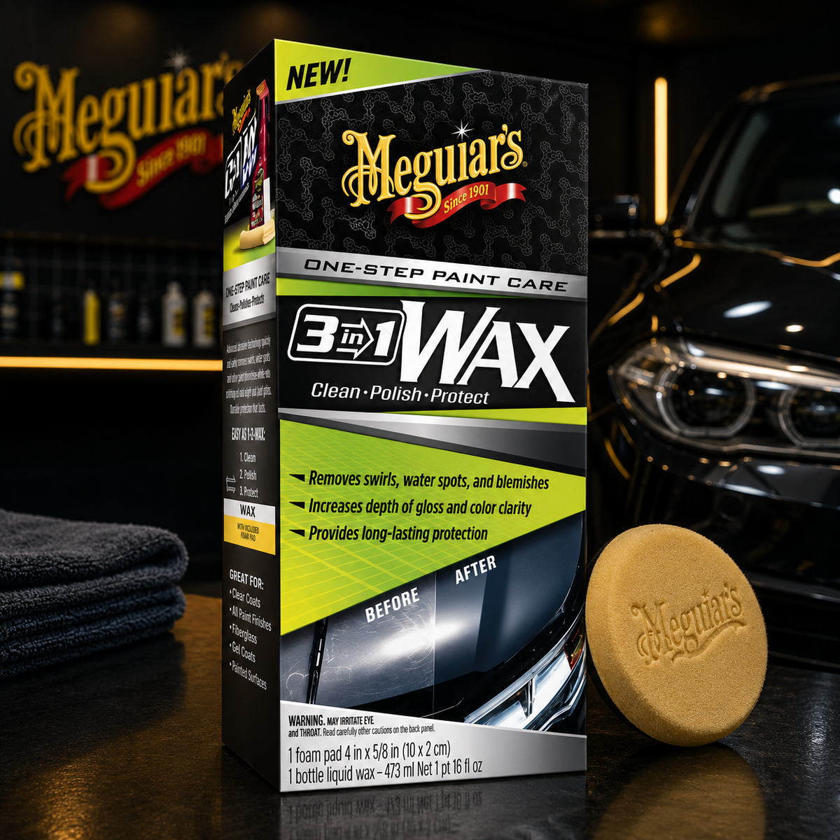 Meguiar's 3-In-1 Wax, G191016, 16oz (USA IMPORT)