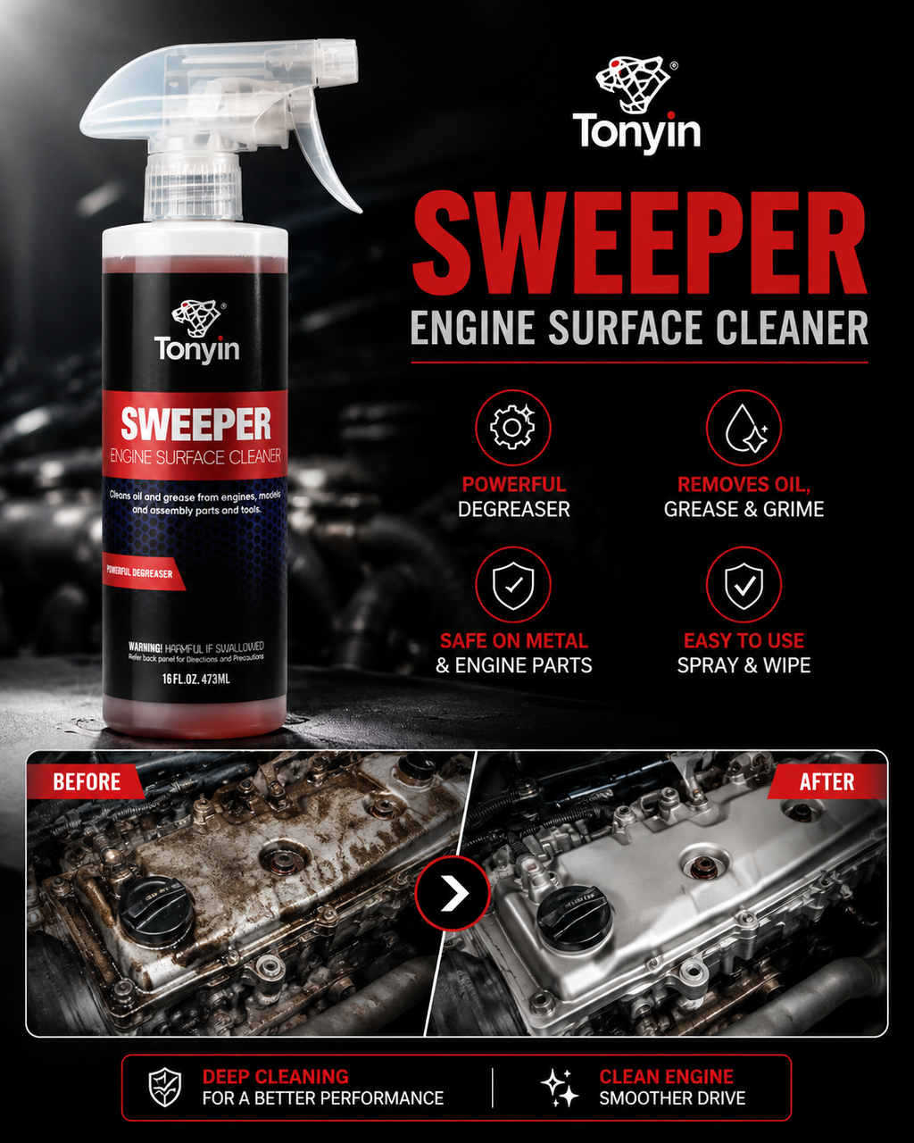 SWEEPER (ENGINE SURFACE CLEANER) - 473 ml - CAR CARE SWEEPER (ENGINE SURFACE CLEANER) - CAR CARE SWEEPER (ENGINE SURFACE CLEANER) (473ml)