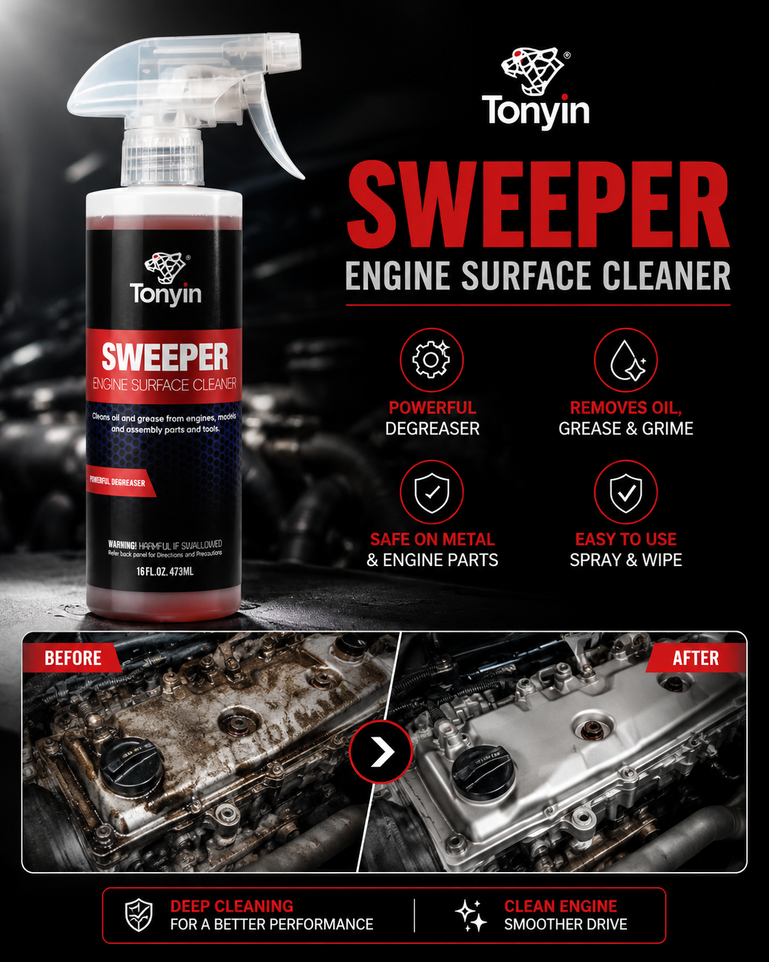 SWEEPER (ENGINE SURFACE CLEANER) - 473 ml - CAR CARE SWEEPER (ENGINE SURFACE CLEANER) - CAR CARE SWEEPER (ENGINE SURFACE CLEANER) (473ml)